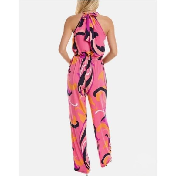 New! Trina by Trina Turk Tropical Print Halter Juju Jumpsuit - Picture 7 of 7